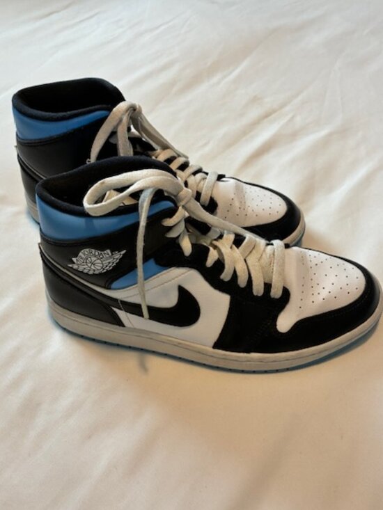 Air Jordan 1 Mid Black Royal Blue White All Leather - Size 10 - Like New! main image 6